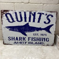JAWS / Quint’s Shark Fishing Rustic Metal Sign 8x12