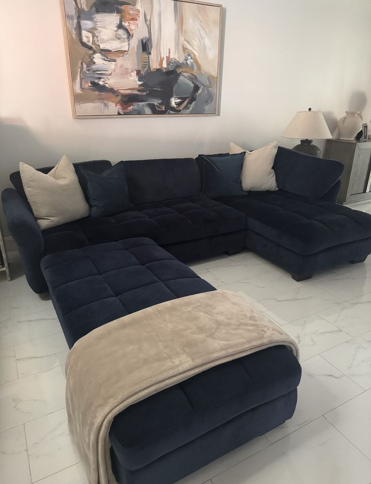 Elegant 3-Piece Indigo Sectional Couch!