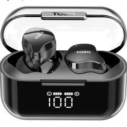 TOZO T18 Bluetooth 5.3 True Wireless Stereo Earbuds IPX8 Waterproof in Ear Headset Call Noise Reduction Headphones with LED Display Transparent Case 3