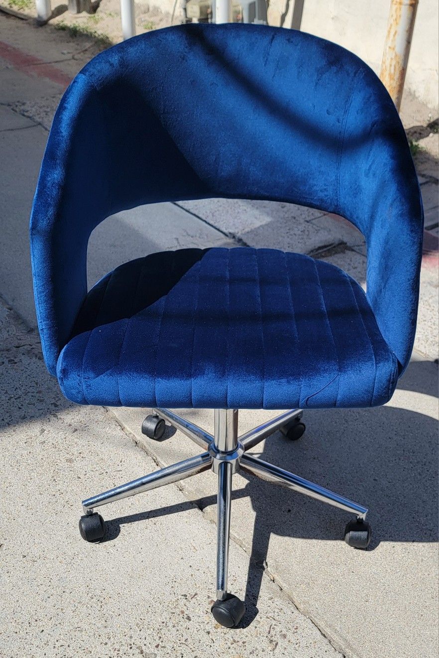 Velvet Blue Adjustable Office or Home Chairs