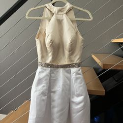 White & gold Cocktail Dress Size 2