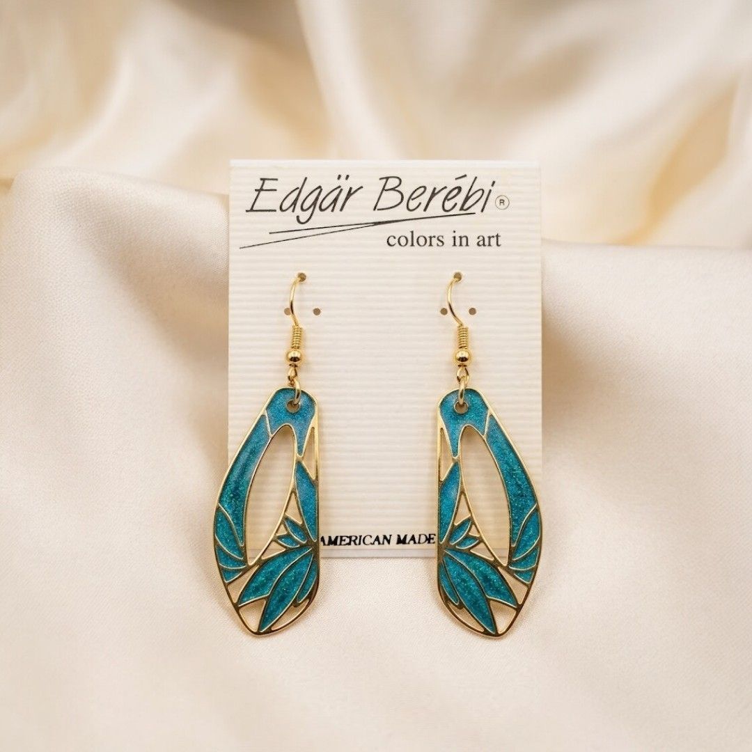 Vintage Edgar Berebi Blue Enamel Dangle Earrings – American Made