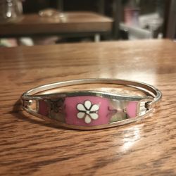 Pink Alpaca Silver Bracelet 