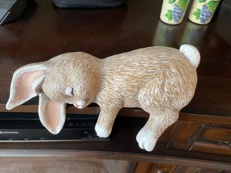 Adorable vintage slip cast hand painted ceramic sleeping bunny