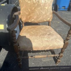 Old Chair. Needs TLC and Recovering. . Solid Wood Frame 