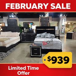 4 Piece Queen Size Bedroom Set ( Included Bed Frame ,Dresser ,Mirror ,Nightstand )