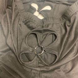 Cute flower cut out flare button pants