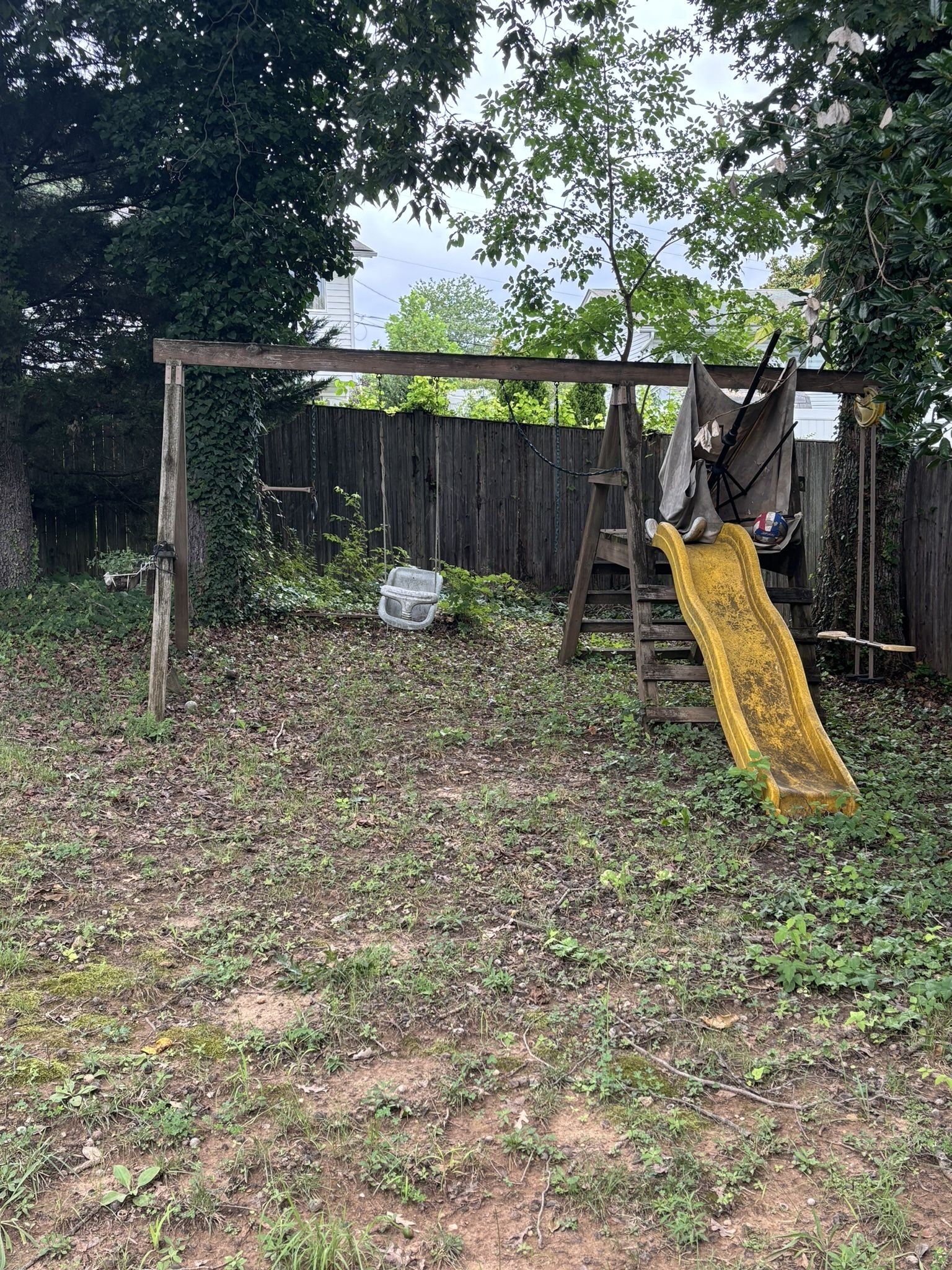 Free Outdoor Swing And Slide Set 