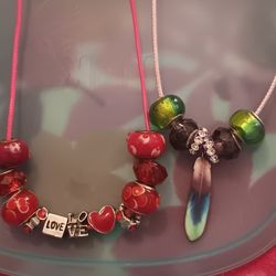 2 Necklaces One Love And One Feather