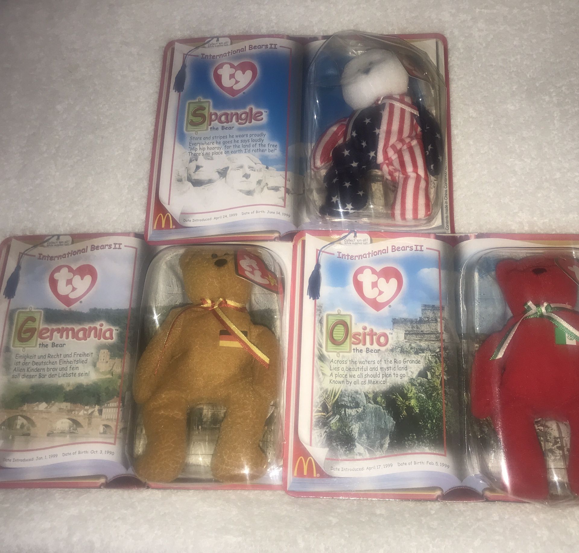 TY Beanie Babies McDonalds Vintage 1998-2000 With Original Happy Meal Bags