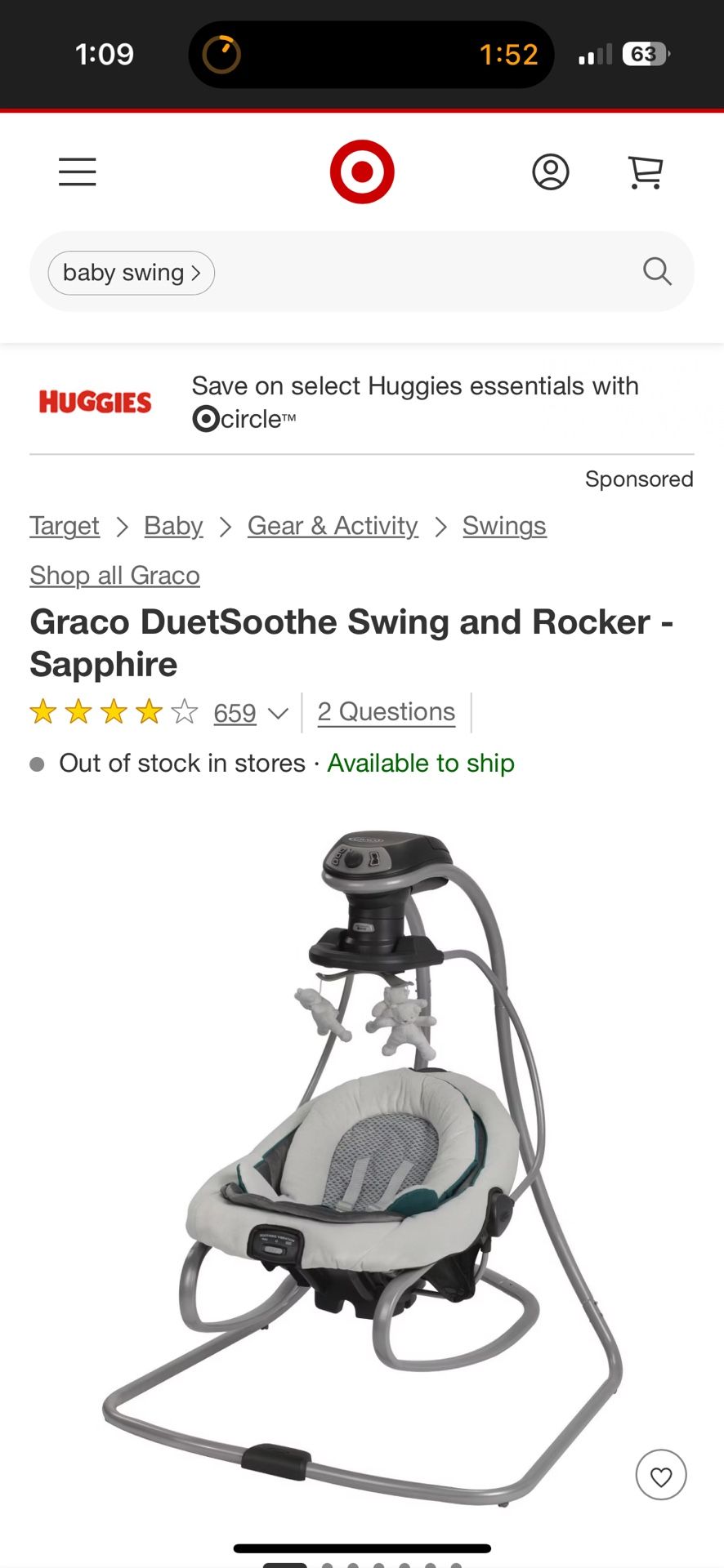 Graco baby Swing - Duetsoothe Swing And Rocker