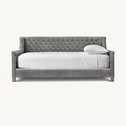 Restoration Hardware Grey Tufted Day Bed With Mattress Full 