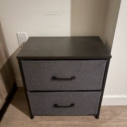 Cozy Gray Nightstand - 2 Drawers for Bedroom, Bedside Table Small Dresser with Removable Fabric Bins, Night Stand