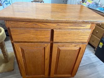 Solid oak rolling cabinet