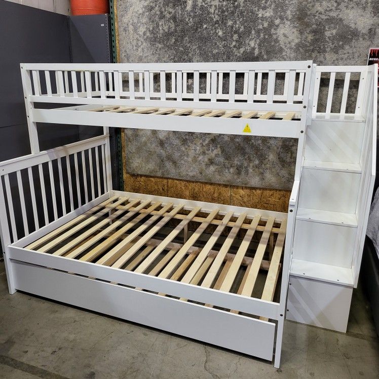 Bunk Bed Twin Over Full with Trundle and Staircase