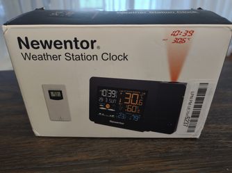 Newentor Atomic Projection Alarm Clock with Weather Station or Bedrooms, Projector Clocks