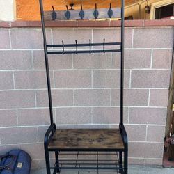 Alternative: Rustic Entryway Coat Rack with Bench
