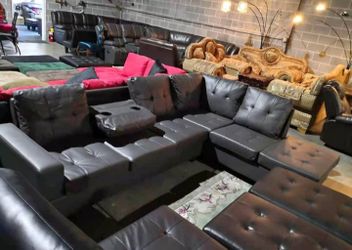 Brown Sofa Chase & Ottoman