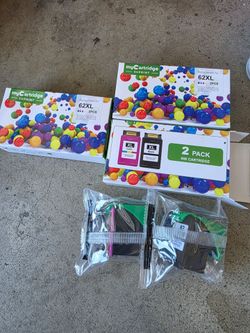 New  6 pc 62XL 62  ink cartridges black tri color hp printer ink