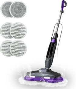 New in box Scrub & Steam Mop with Rotating Mop Pads, LED Headlights, 6 Scrub Pads, Large Tank, Swivel Steering, Effortless Scrubbing Hard Floor Cleane