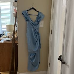 Bell sleeves ice blue dress