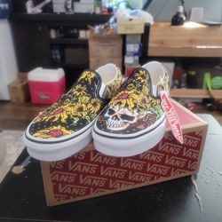 Vans Classic Slip-On Sunflower Skull Shoes