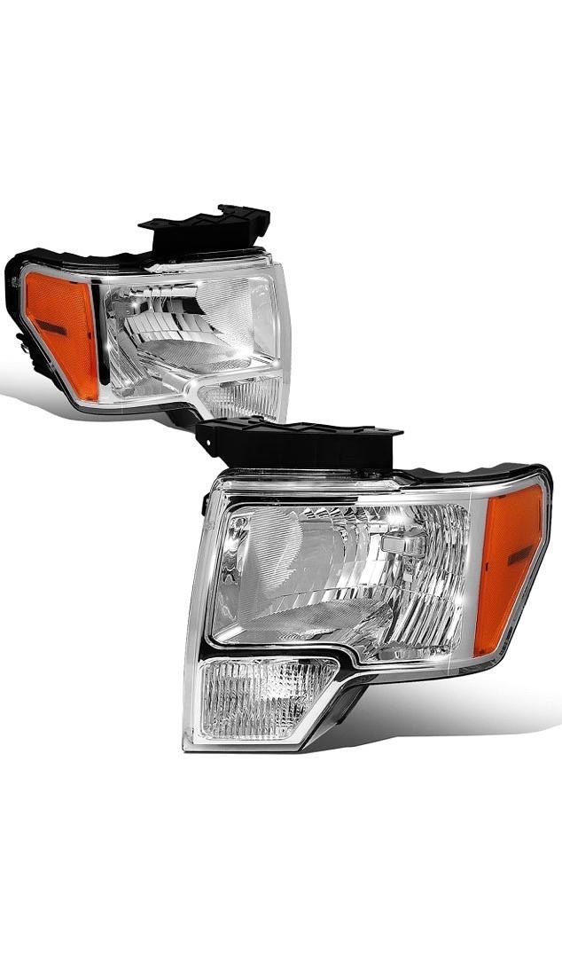 09-14 Ford F-150 Headlights OEM Style Chrome Amber Luces Cromadas Estilo Original