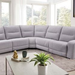 Brand New Super Plush Light Grey Power Reclining Sectional Sofa