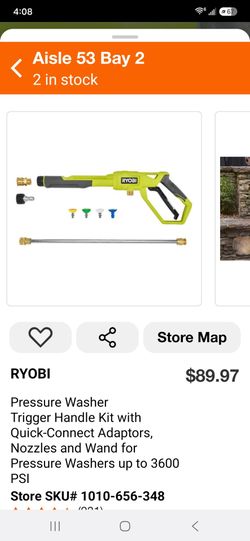Ryobi Pressure Washer Trigger Handle with accessories (Price Is Firm)