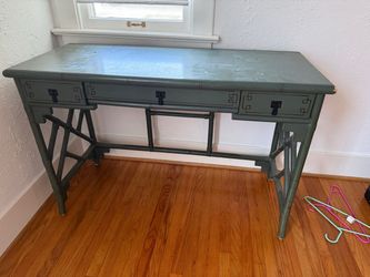 Green Bamboo Writing Desk with Drawers