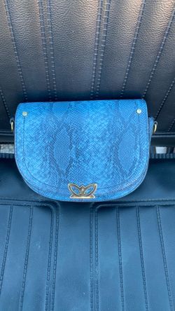 Blue Snakeskin Crossbody Saddle Bag