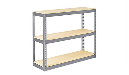 Set of 3- 3-Shelf Steel and Wood Storage Shelving Unit