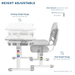 VIVO Basic Kids' Height Adjustable Desk and Chair
