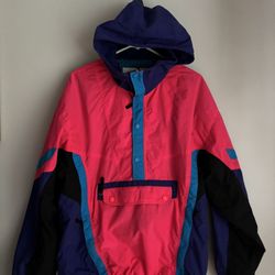 Obermeyer Vintage Ski Jacket Men’s Med Retro Hooded Pullover Salmon Snowboard