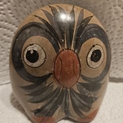 VTG TONOLA MEXICO POTTERY OWL & BIRD HANDPAINTED FOLK ART