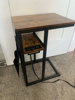 “C” Shaped Side Table with Outlets/USB