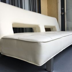 White Leather Sofa Bed 