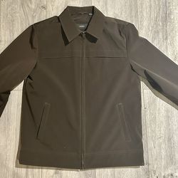 Alfani $35 Mens Softshell Jacket Medium Brown Full Zip Collared w pockets w zippers!