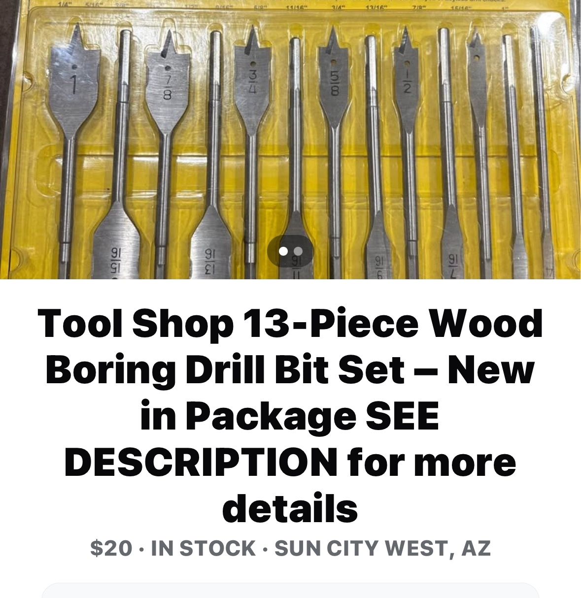 13 piece wood, boring drills bit set never used Brand New