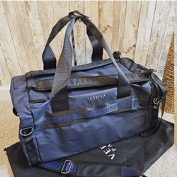 Versace Parfums Duffle Bag Blue Backpack Faux Leather Gym Weekender Travel Bag