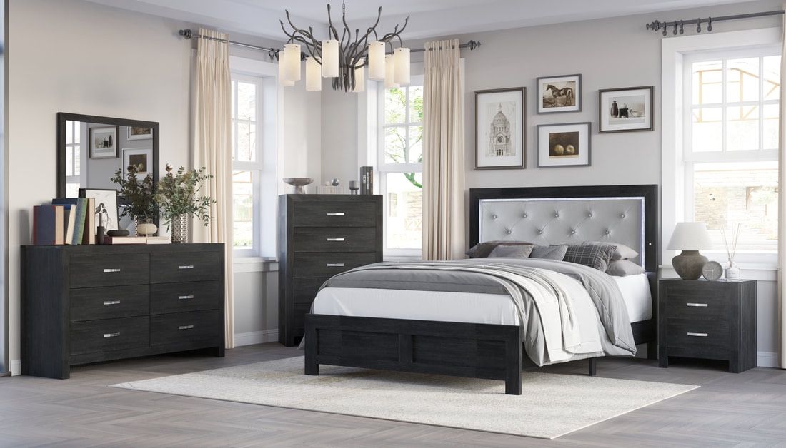 Brand New Queen Black Upholstered Bedroom! As Low As $55 Down With Acima!