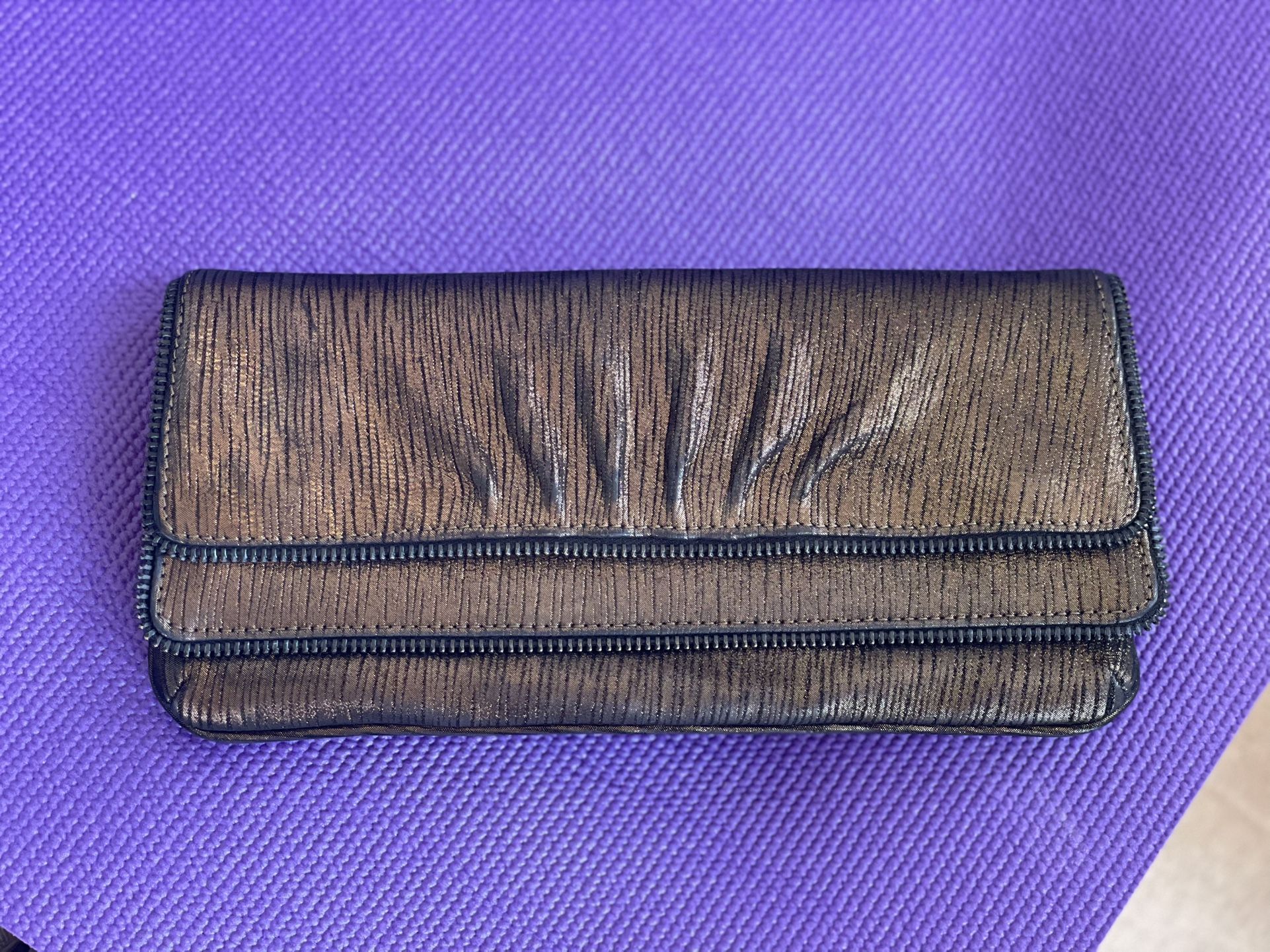 Lauren Merkin Metalic Envelope fold over Clutch Bag