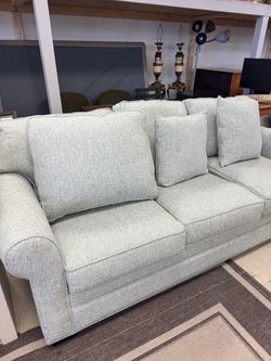 Light Blue-Gray Upholstered 3-Seat Sofa