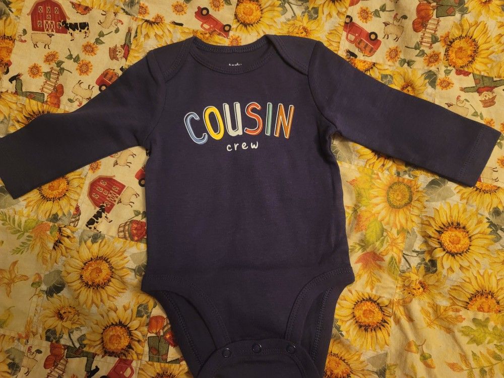 Carters Long Sleeve Cousin Crew Navy Onesie