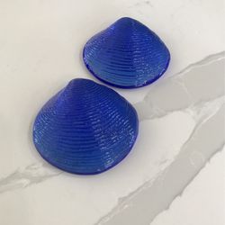 Cobalt Blue Seashell Heavy, Can Be Used As Paperweights 2 Available