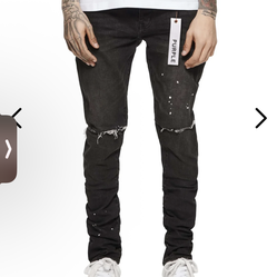 P001 Black overspray purple jeans