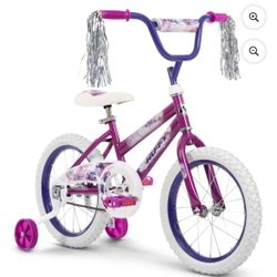 Huffy 16-inch Sea Star Kids Bike in metallic purple, designed for children aged 4 and up