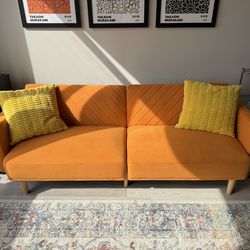 Orange sofa futon