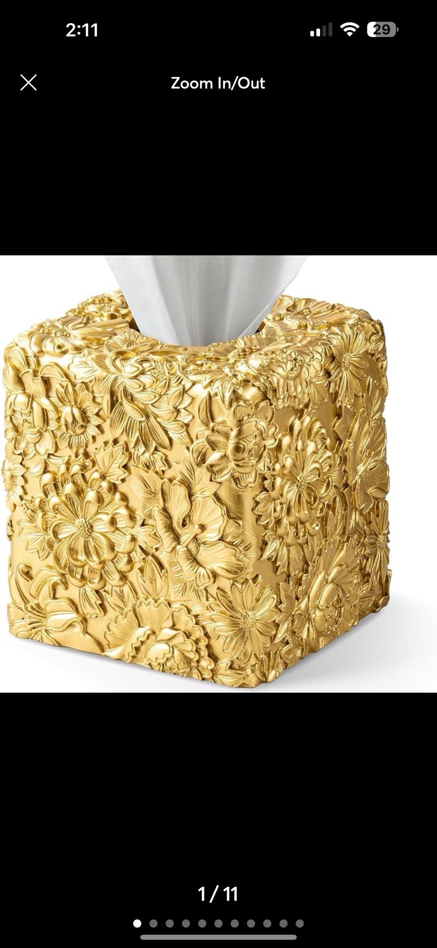 Square Tissue Box Cover- gold