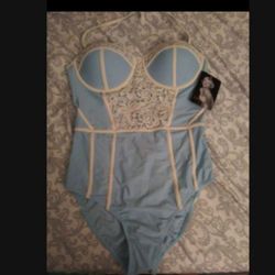 Light blue one piece bathing suit